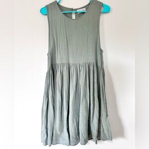 Urban Outfitters Textured Sage babydoll mini dress size s lightweight casual